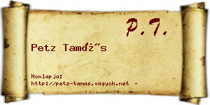 Petz Tamás névjegykártya
